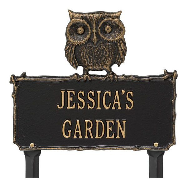 Owl Garden Black Dedication Plaque
